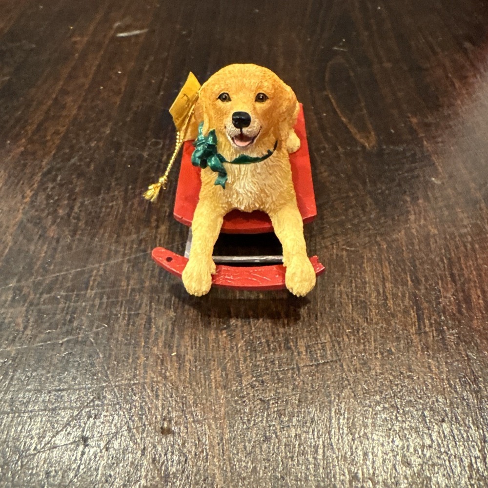 Danbury‎ Mint A Golden Holiday Sled Dog Ornament Broken